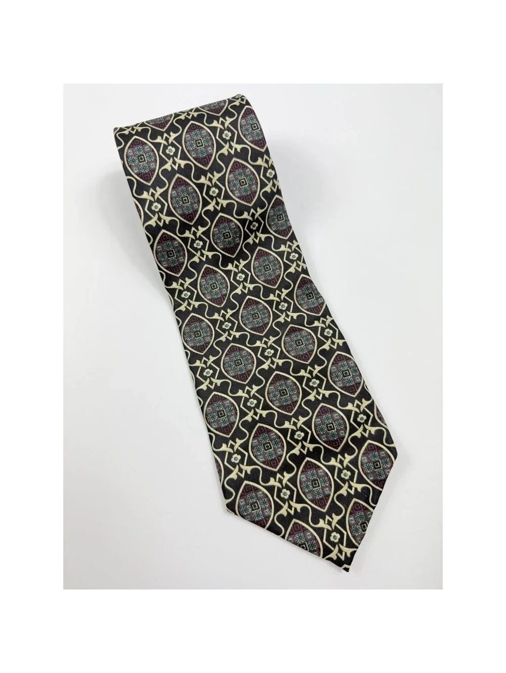 Vintage Oscar de la Renta Neckwear Couture Collection 100% Silk Tie Geometric
